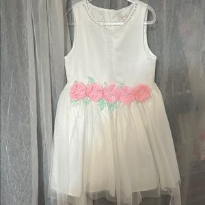 White Dress with Pink Floral Accents
